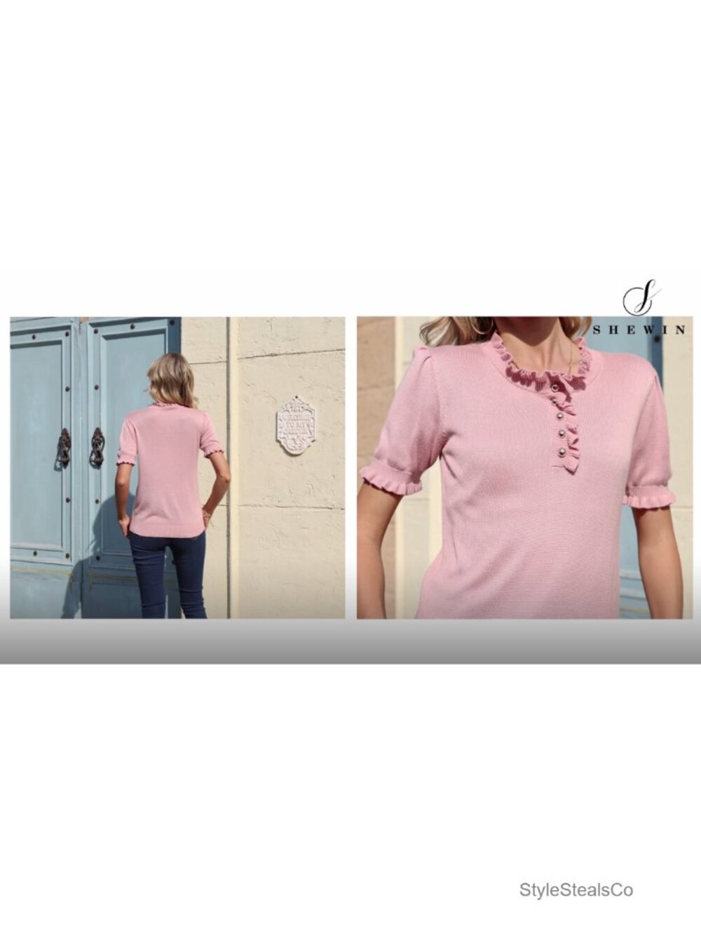 Short Sleeve Ruffle Sweater Pullover Top - Picture 6 of 6